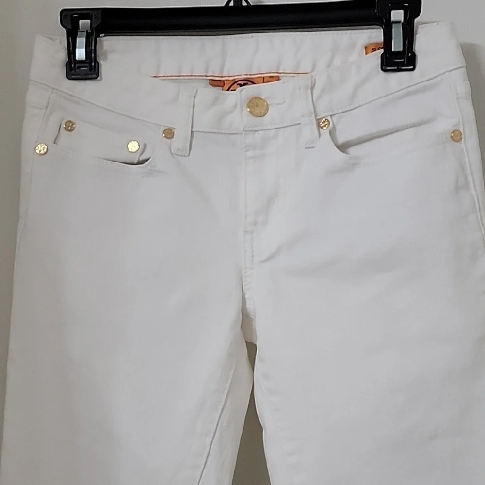 Tory Burch Size 26 White Super Skinny Jeans, Excellent Used Like New Condition